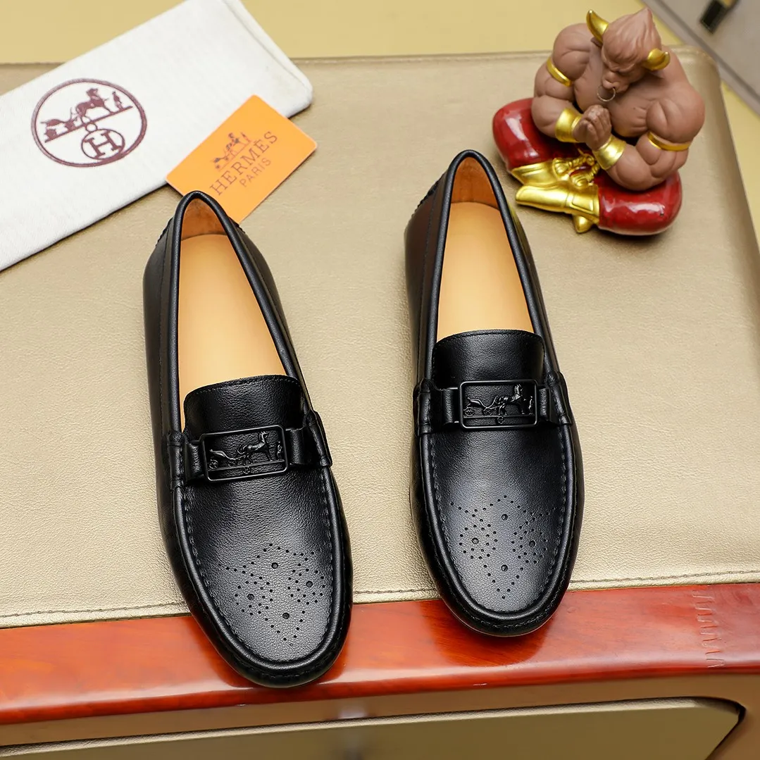 Men's shoes 💰360 🕷🕷【HERMES】The same style as Hermès counters🇨🇳Classic slip-on shoes 1:1 mold opening💯Original quality🍓Using imported first-layer cowhide🍅Pigskin lining🌶🌶Super high-end men's leather shoes🇨🇳Solid and stable, very special🍇 Color, code number 38-44 (customized at 45.46)...